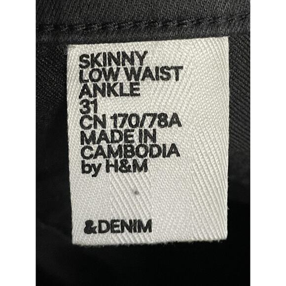 H&M Jeans Womens 31 Black Skinny Low Waist Ankle Zippers Stretch &Denim - Picture 10 of 11